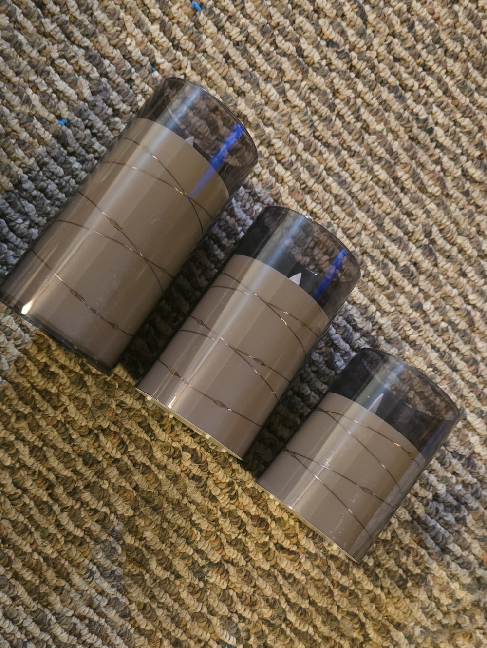 Smoked Glass LED Candle Set - Grey Hues - Picture 2 of 4